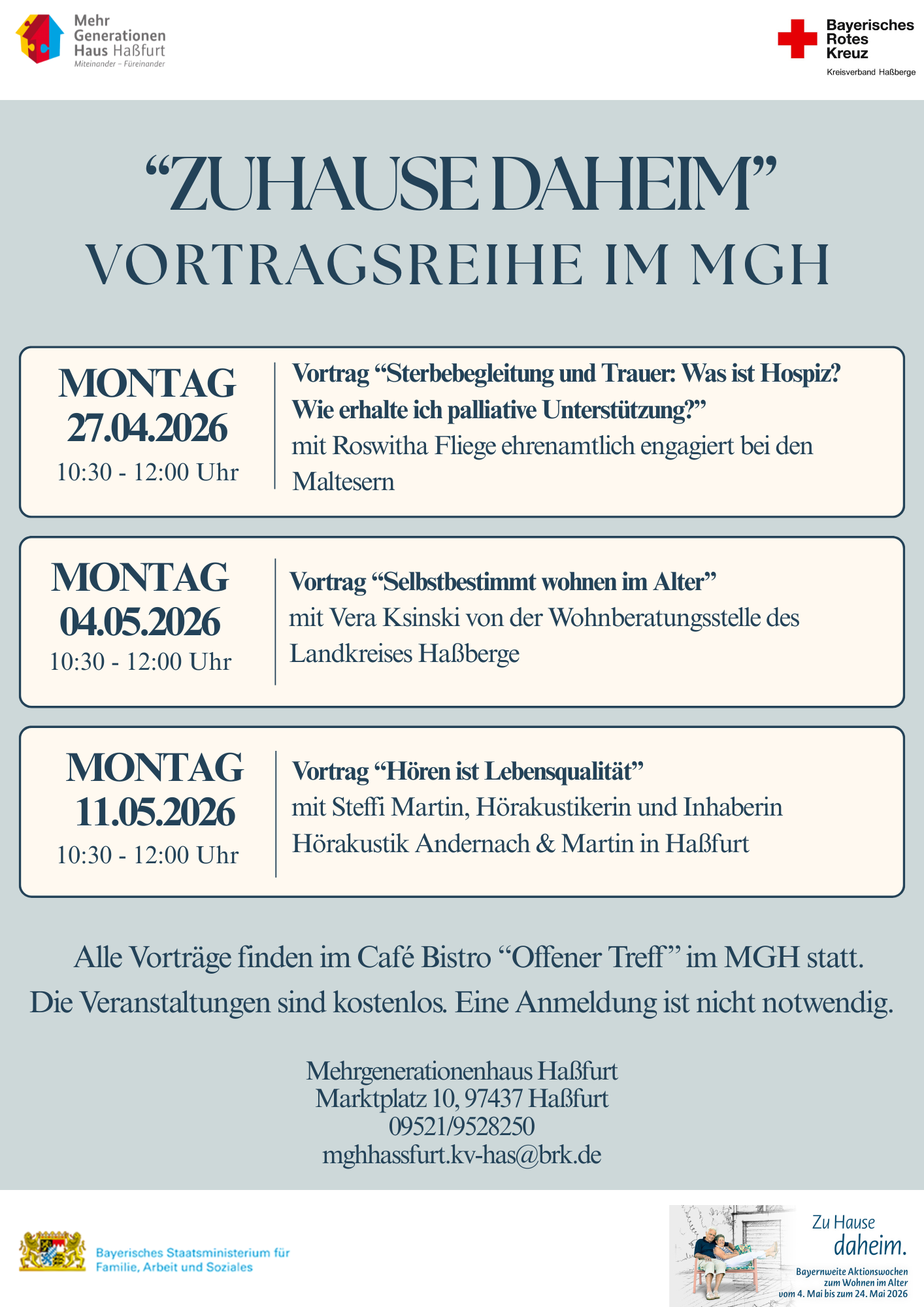 Flyer Vortragsreihe Zuhause daheim